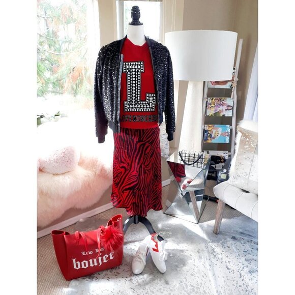 EUC John + Jenn black faux fur fuzzy feel & textured surface bomber jacket - Picture 2 of 15